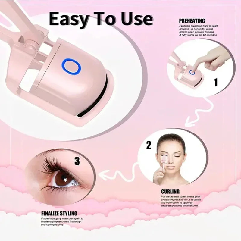 Electric Eyelash Curler USB Charging Model Fast Heating Portable Eye Lash Perm Shaping and Lasting Curling Thermal Eyelash Clip - Bellezza VitaShop