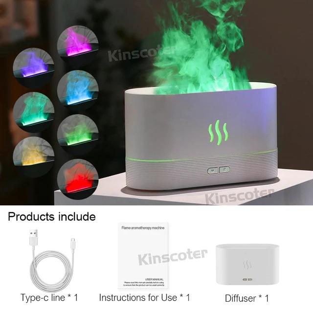 KINSCOTER Aroma Diffuser Air Humidifier Ultrasonic Cool Mist Maker Fogger Led Essential Oil Flame Lamp Difusor - Bellezza VitaShop