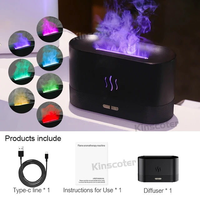 KINSCOTER Aroma Diffuser Air Humidifier Ultrasonic Cool Mist Maker Fogger Led Essential Oil Flame Lamp Difusor - Bellezza VitaShop