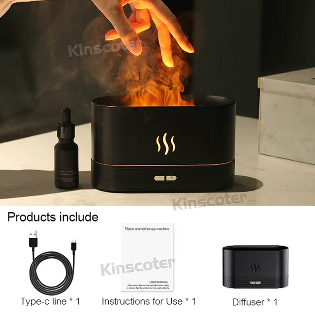 KINSCOTER Aroma Diffuser Air Humidifier Ultrasonic Cool Mist Maker Fogger Led Essential Oil Flame Lamp Difusor - Bellezza VitaShop