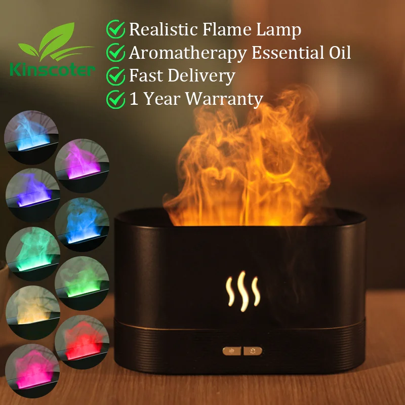 KINSCOTER Aroma Diffuser Air Humidifier Ultrasonic Cool Mist Maker Fogger Led Essential Oil Flame Lamp Difusor - Bellezza VitaShop