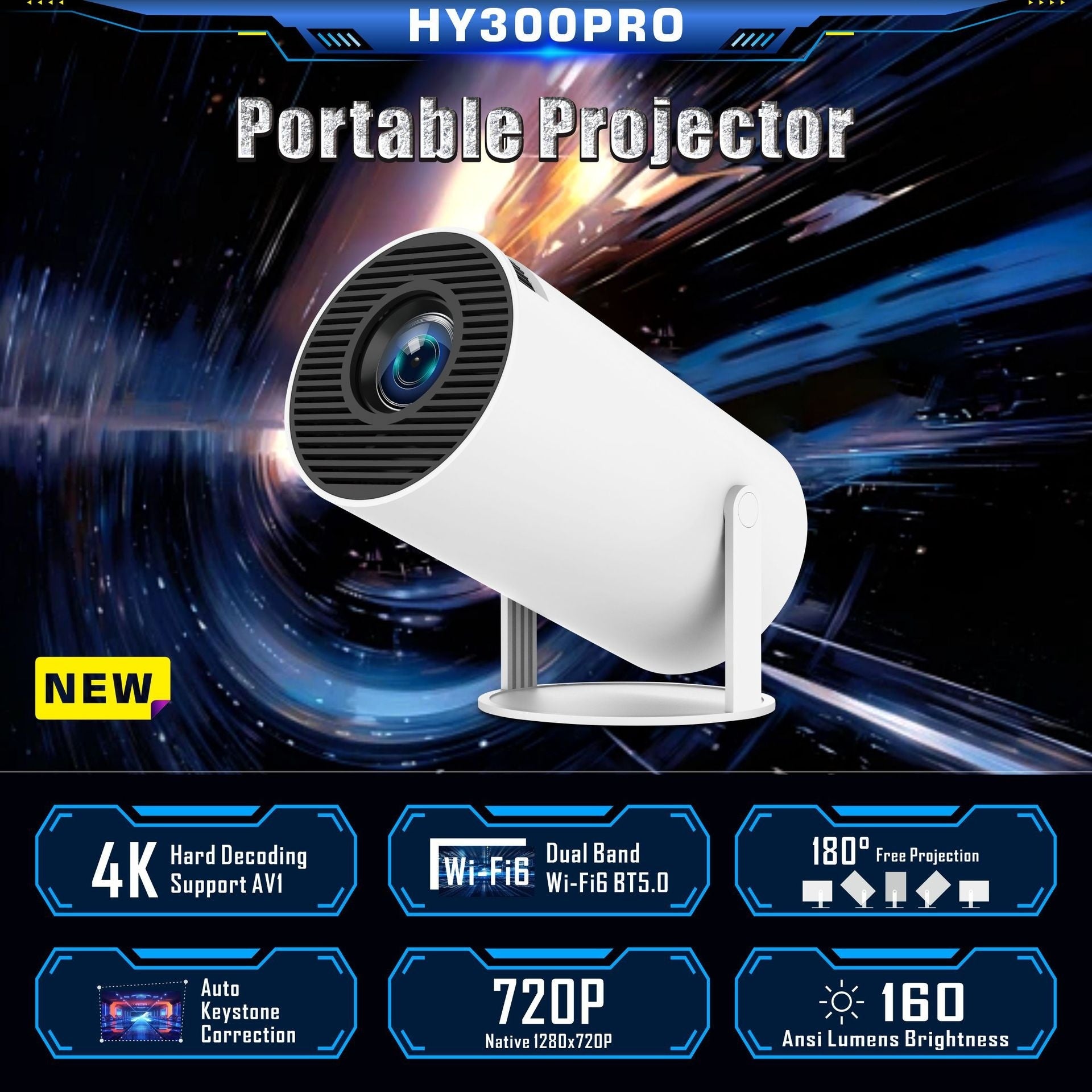 CinematicPro - Portable Home Theater Projector HY300 Pro - Bellezza VitaShop